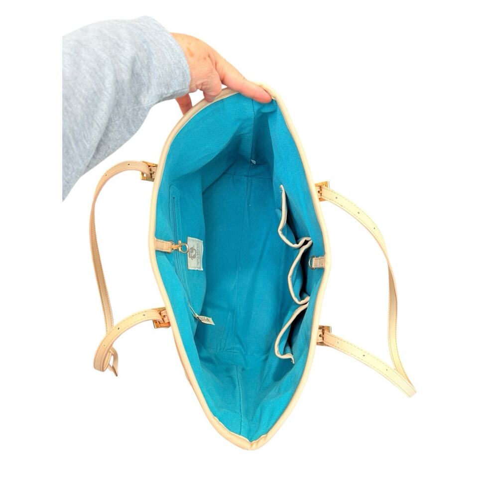 Spartina 449 Great Lakes Leather Trim Beach Vacation Shopping Large Tote Bag - Picture 11 of 13